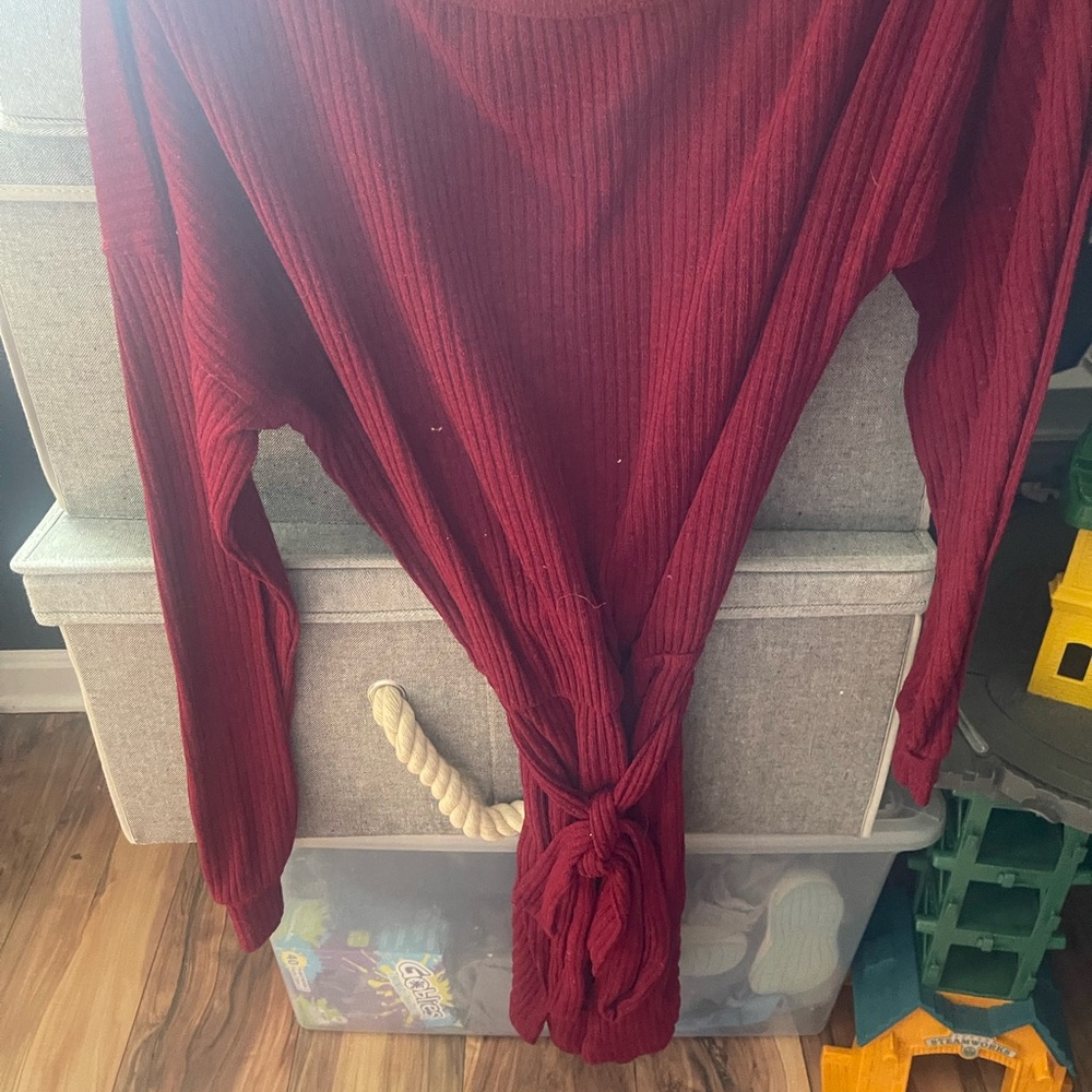 Shein Burgundy Ribbed Knit Dress